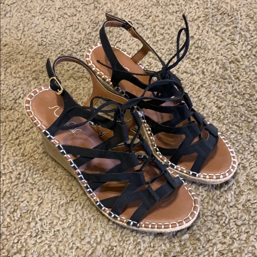 Lace up wedge sandals